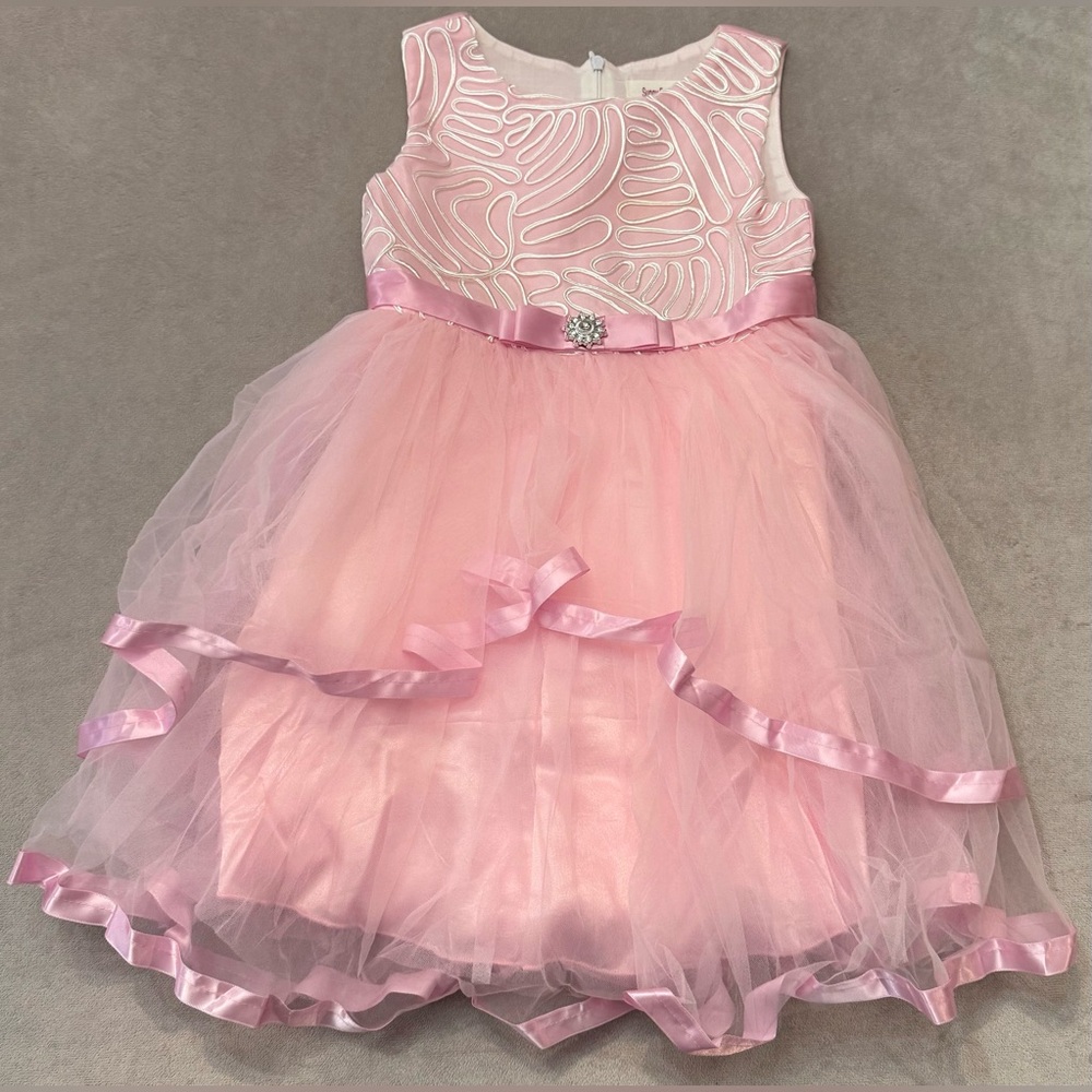 Girls Pink Tulle Party Dress Size 5 Flower Girl Birthday Formal Dress Easter